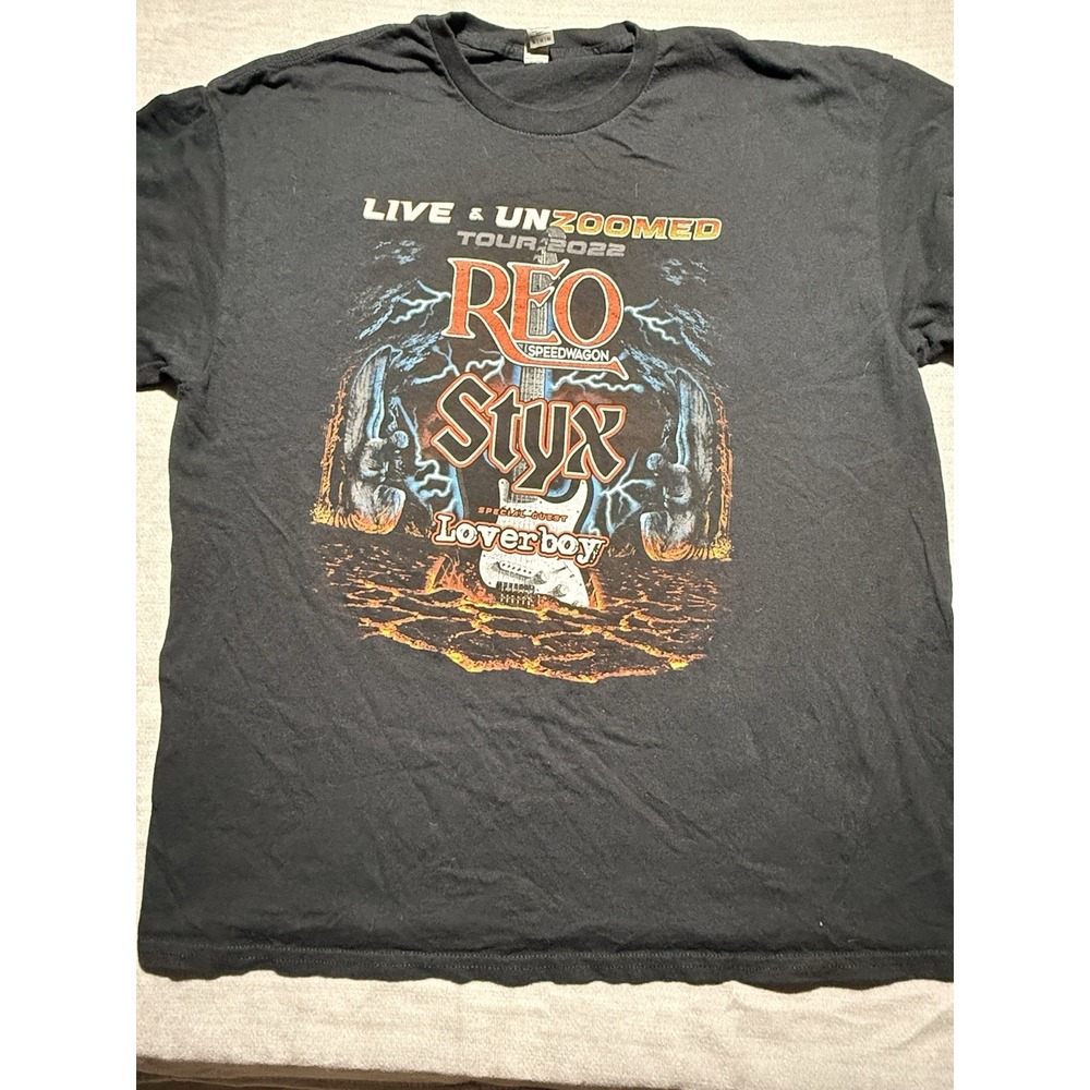 STYX REO Speedwagon Loverboy Tour 2022 T-Shirt Live & Unzoomed‎ Rock Tee XL